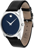  Shop Authentic Movado Museum Blue Dial Black Leather Strap Watch For Men - 607013 - Luxxuri