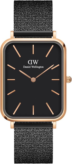  Shop Authentic Daniel Wellington Quadro Pressed Ashfield Black Dial Black Mesh Strap Watch for Women - DW00100467 - Luxxuri