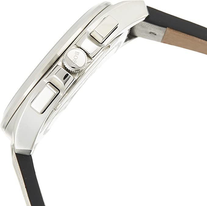  Shop Authentic Hugo Boss Grandmaster Chronograph Black Dial Black Leather Strap Watch for Men - 1513881 - Luxxuri