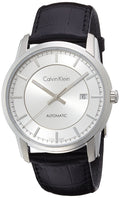  Shop Authentic Calvin Klein Infinity Silver Dial Black Leather Strap Watch for Men - K5S341C6 - Luxxuri