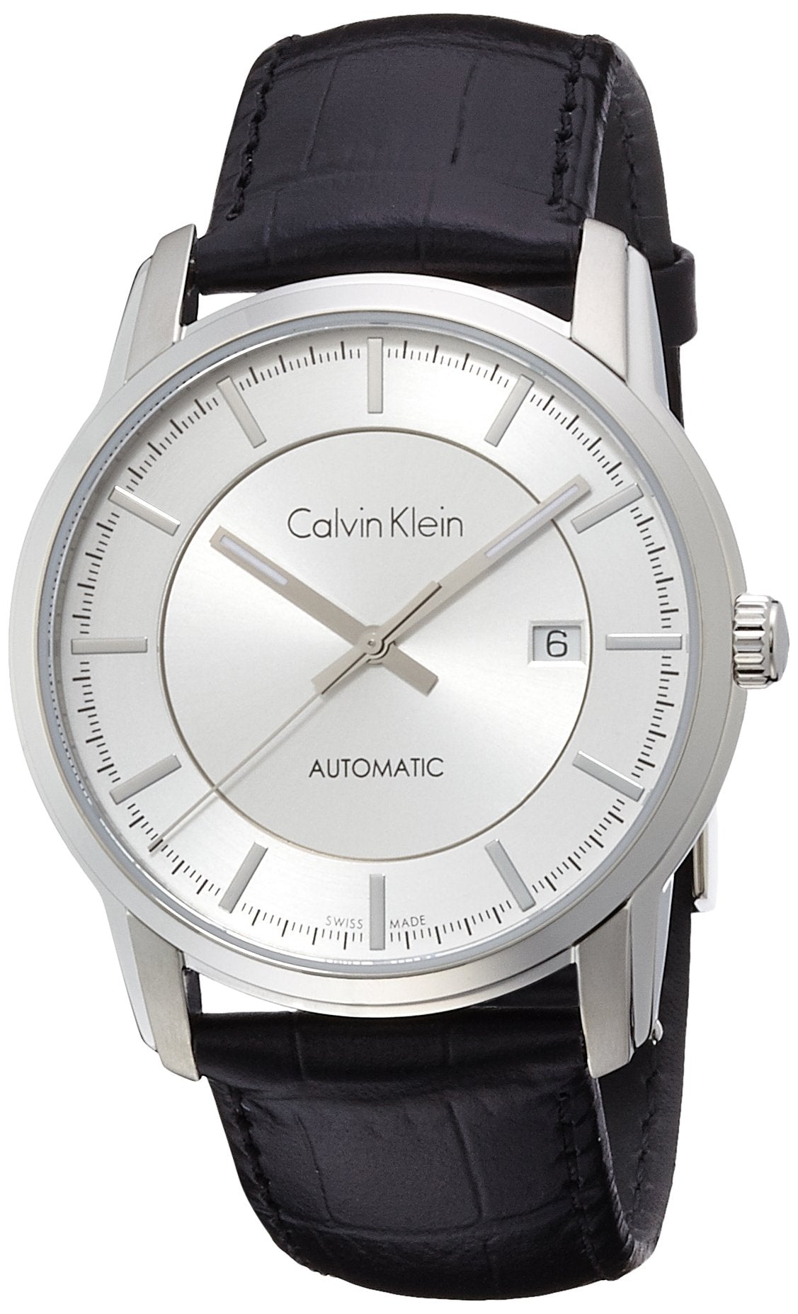  Shop Authentic Calvin Klein Infinity Silver Dial Black Leather Strap Watch for Men - K5S341C6 - Luxxuri