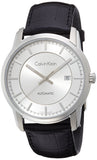  Shop Authentic Calvin Klein Infinity Silver Dial Black Leather Strap Watch for Men - K5S341C6 - Luxxuri
