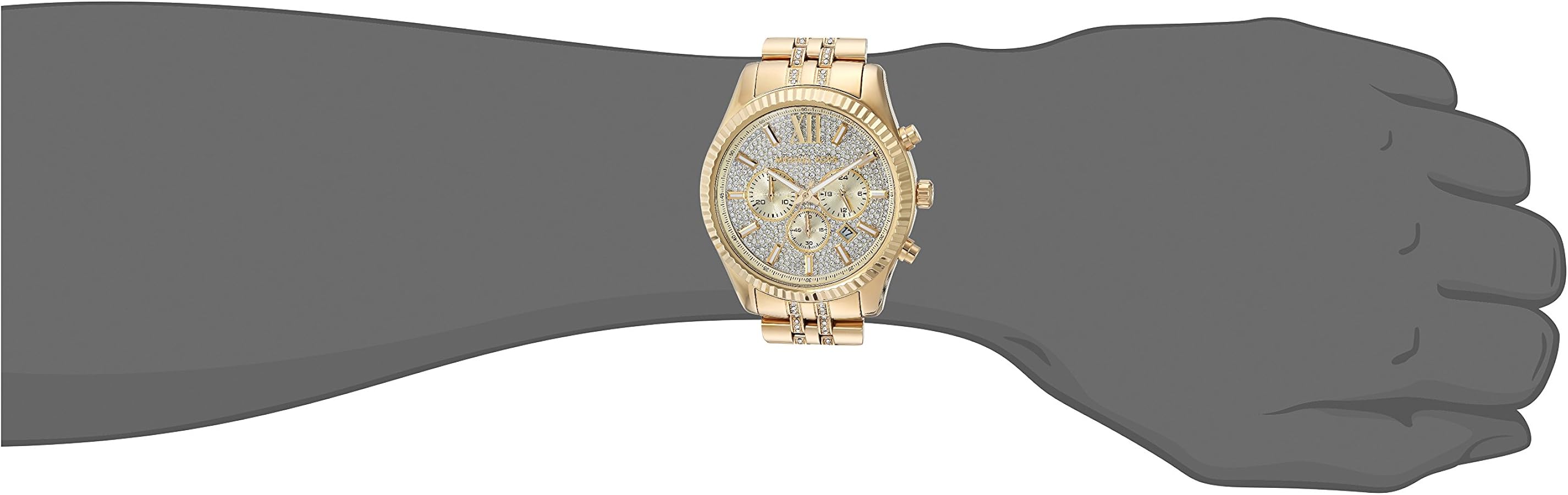 Michael Kors Lexington Chronograph Gold Dial Gold Steel Strap Watch For Men - MK8579