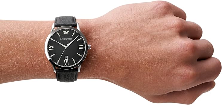  Shop Authentic Emporio Armani Giovanni Analog Black Dial Black Leather Strap Watch For Men - AR11210 - Luxxuri