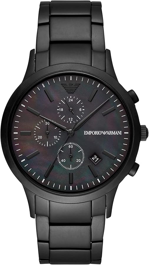  Shop Authentic Emporio Armani Renato Chronograph Mother of Pearl Black Dial Black Steel Strap Watch For Men - AR11275 - Luxxuri