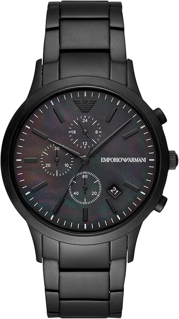  Shop Authentic Emporio Armani Renato Chronograph Mother of Pearl Black Dial Black Steel Strap Watch For Men - AR11275 - Luxxuri