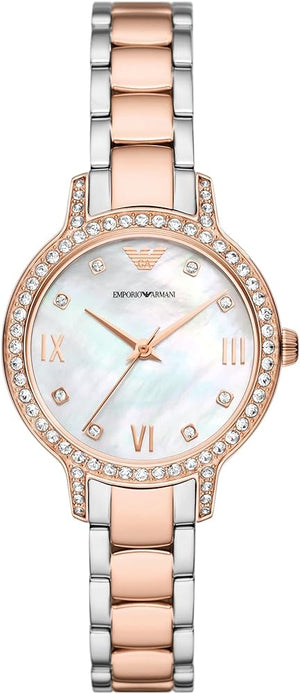  Shop Authentic Emporio Armani Cleo Mother of Pearl Dial Two Tone Steel Strap Watch For Women - AR11499 - Luxxuri