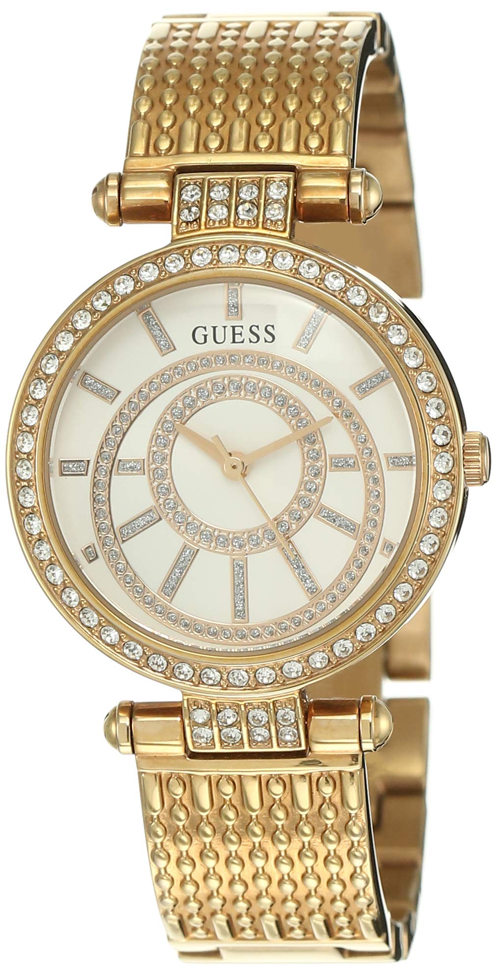  Shop Authentic Guess Muse Quartz Silver Dial Rose Gold Steel Strap Watch For Women - W1008L3 - Luxxuri
