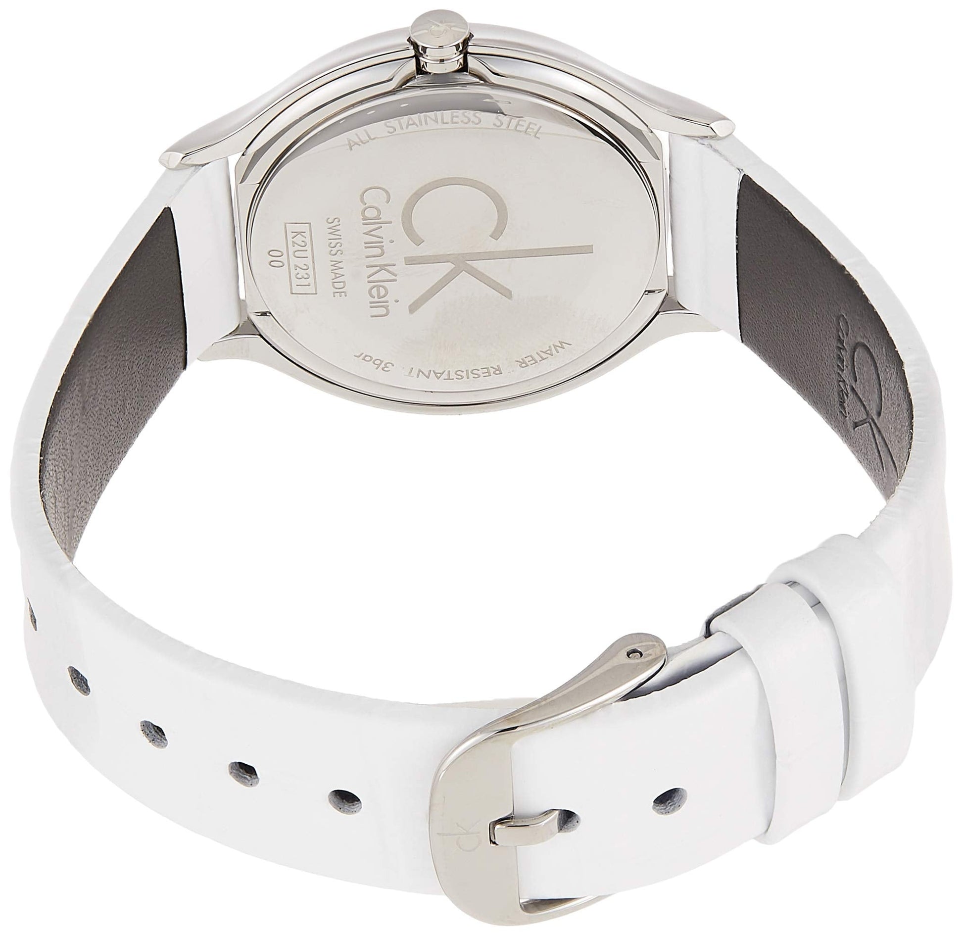  Shop Authentic Calvin Klein Skirt White Dial White Leather Strap Watch for Women - K2U231K6 - Luxxuri