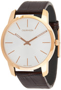  Shop Authentic Calvin Klein City Silver Dial Brown Leather Strap Watch For Men - K2G21629 - Luxxuri