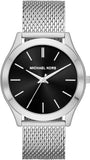  Shop Authentic Michael Kors Slim Runway Analog Black Dial Silver Mesh Bracelet Watch For Men - MK8606 - Luxxuri