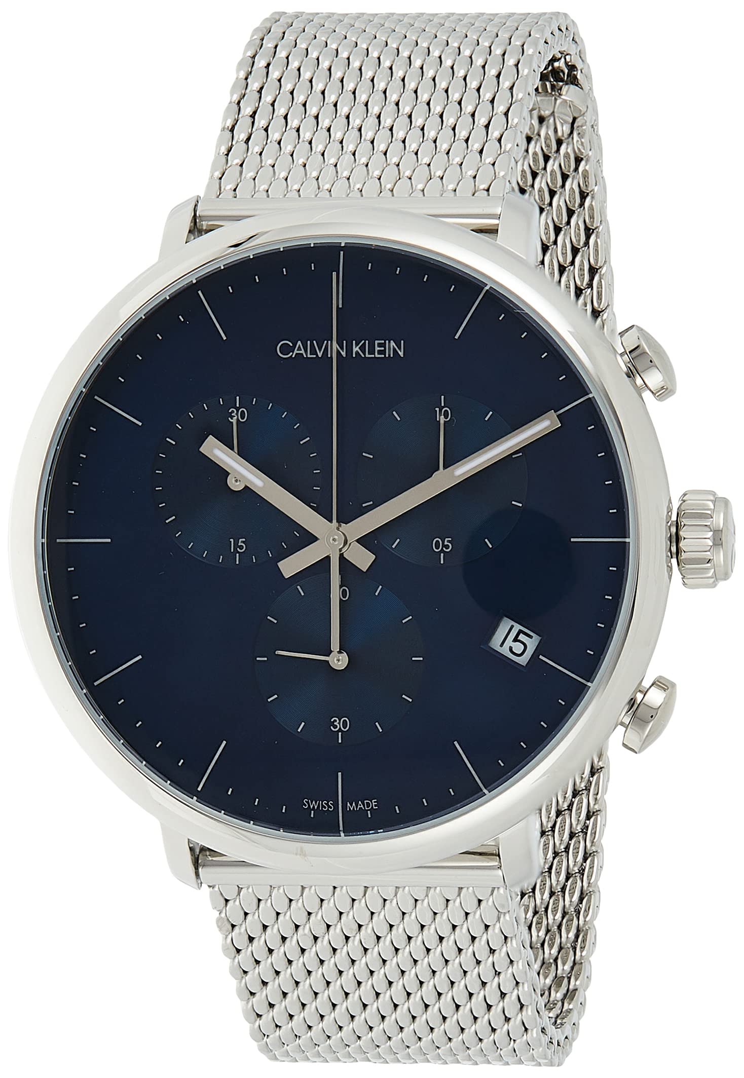 Shop Authentic Calvin Klein High Noon Chronograph Blue Dial Silver Mesh Bracelet Watch for Men - K8M2712N - Luxxuri