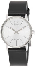  Shop Authentic Calvin Klein Post Minimal Silver Dial Black Leather Strap Watch for Men - K7622185 - Luxxuri