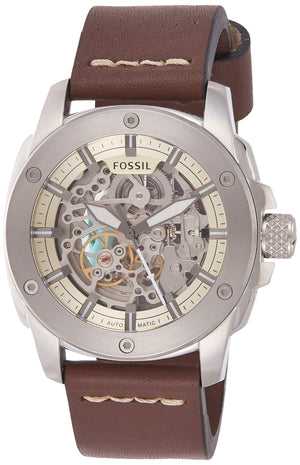  Shop Authentic Fossil Modern Machine Automatic Skeleton White Dial Brown Leather Strap Watch for Women - ME3083 - Luxxuri