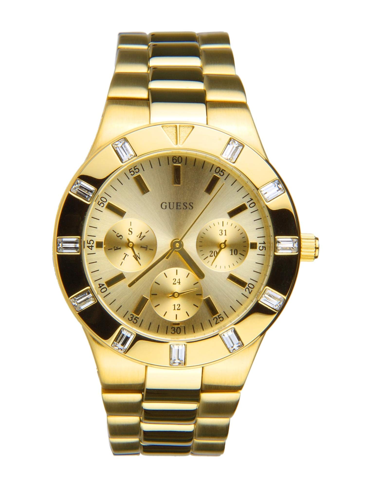  Shop Authentic Guess Glisten Analog Gold Dial Gold Steel Strap Watch For Women - W13576l1 - Luxxuri