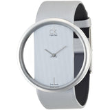  Shop Authentic Calvin Klein Glam Transparent Silver Dial Grey Leather Strap Watch for Women - K9423193 - Luxxuri