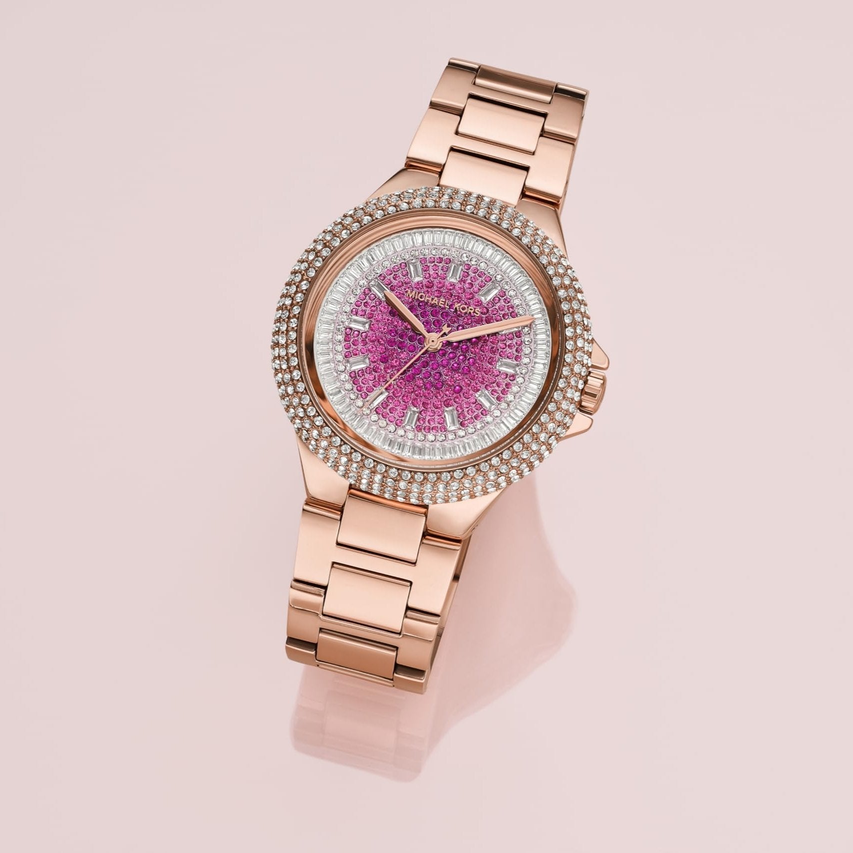  Shop Authentic Michael Kors Camille Analog Pink Dial Rose Gold Steel Strap Watch for Women - MK7340 - Luxxuri