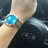  Shop Authentic Michael Kors Slim Runway Blue Dial Gold Steel Strap Watch for Women - MK3265 - Luxxuri