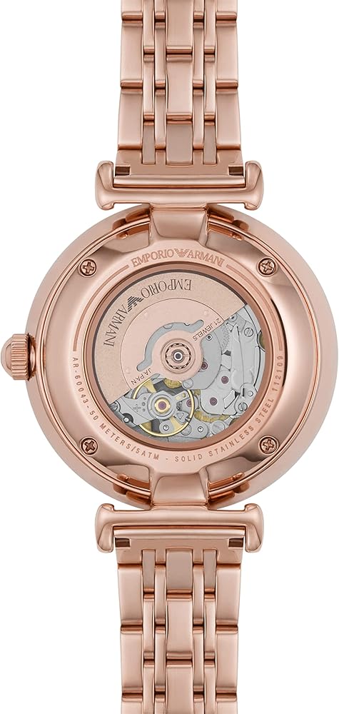  Shop Authentic Emporio Armani Meccanico Crystals Black Dial Rose Gold Steel Strap Watch For Women - AR60043 - Luxxuri