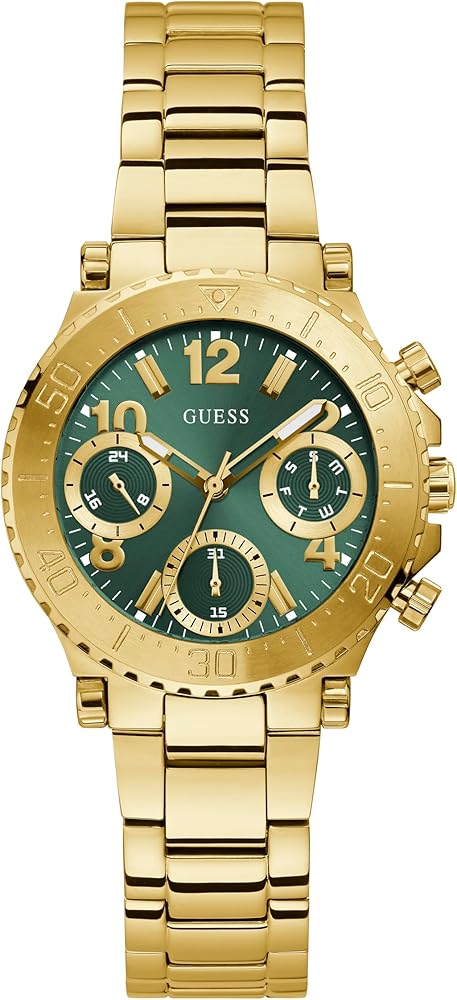  Shop Authentic Guess Cosmo Chronograph Green Dial Gold Steel Strap Watch For Women - GW0465L5 - Luxxuri