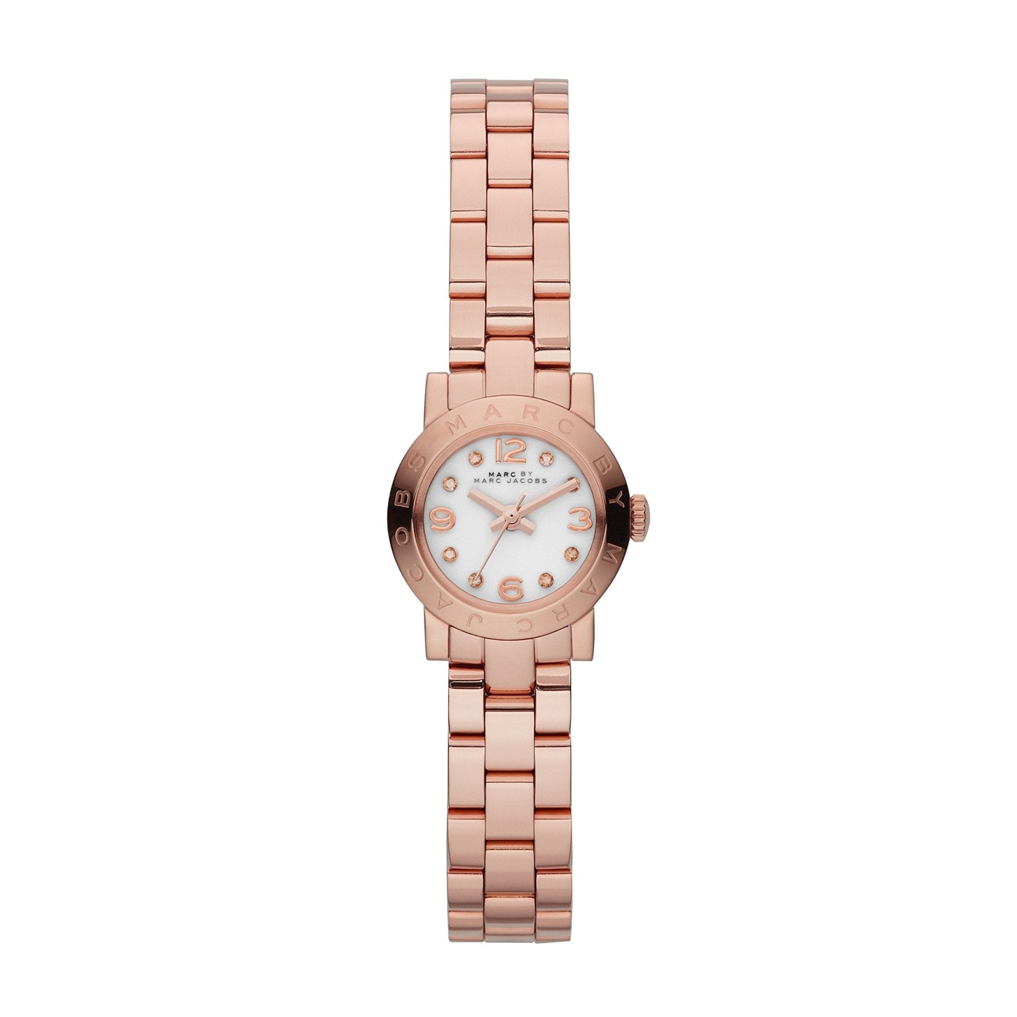 Marc Jacobs Amy White Dial Rose Gold Steel Strap Watch for Women - MBM3227