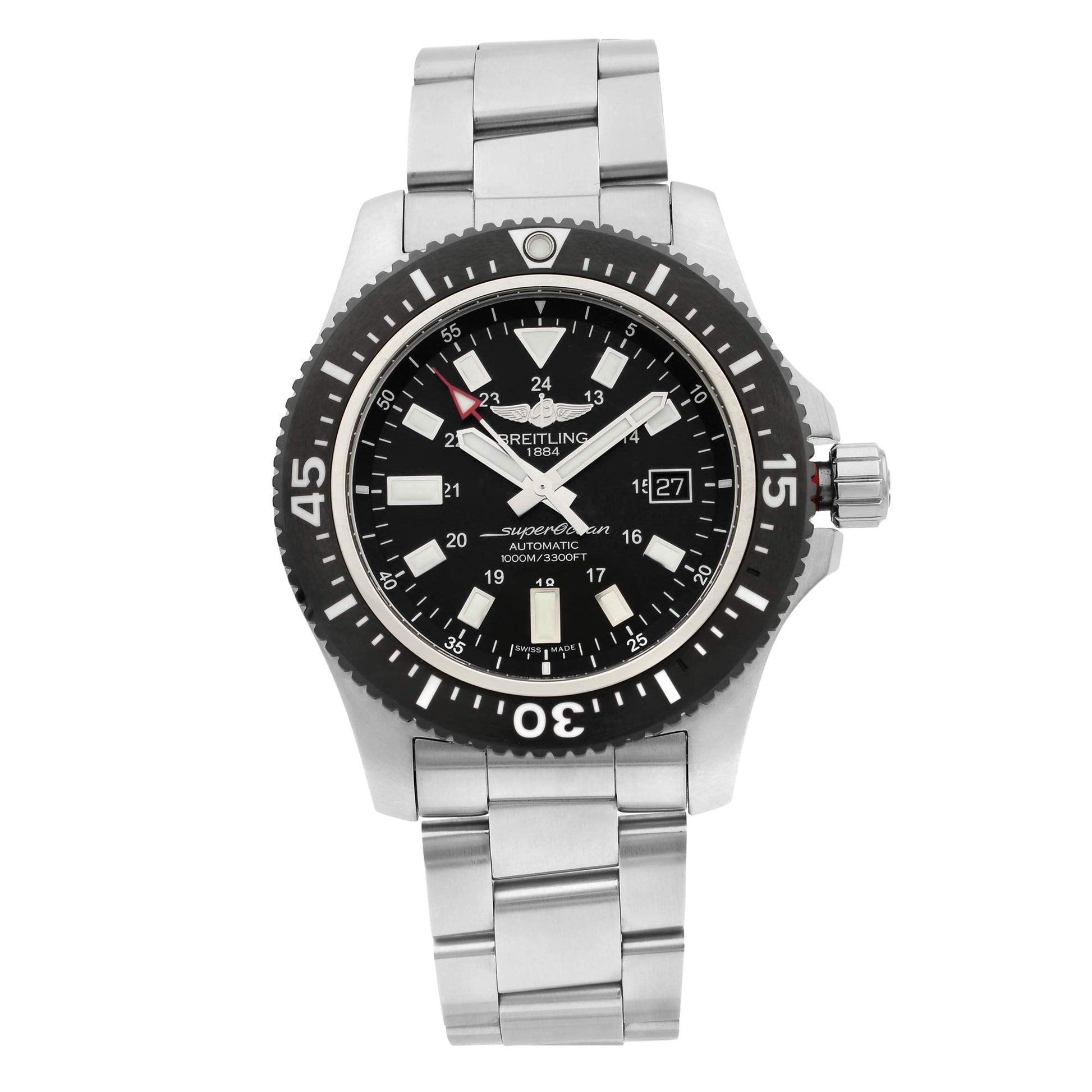  Shop Authentic Breitling Superocean II Special 44mm Black Dial Silver Steel Strap Watch for Men - Y1739310/BF45/162A - Luxxuri