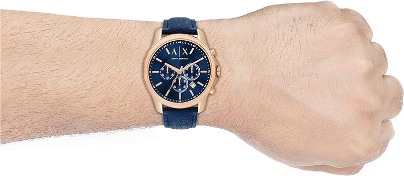  Shop Authentic Armani Exchange Banks Chronograph Blue Dial Blue Leather Strap Watch For Men - AX1723 - Luxxuri