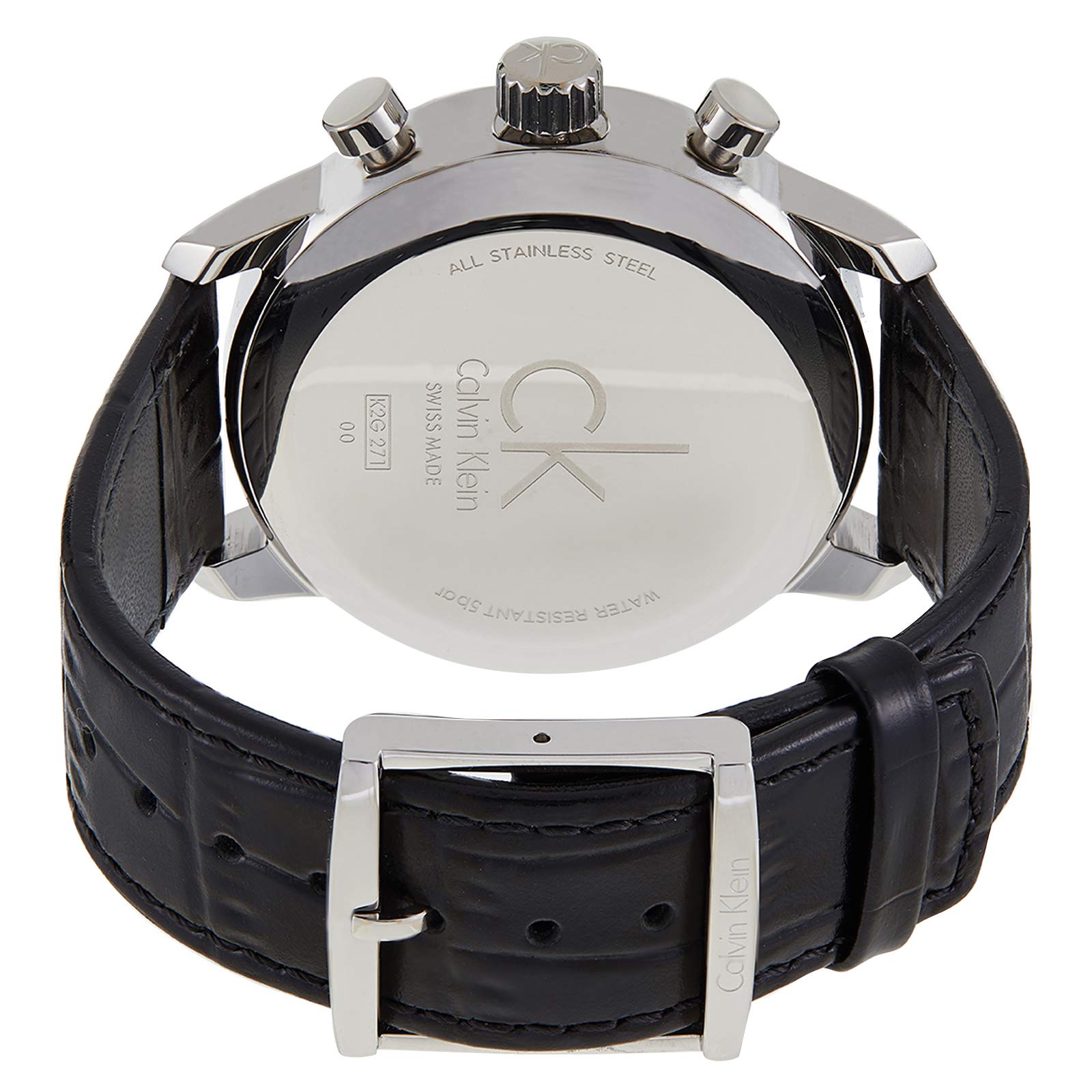  Shop Authentic Calvin Klein City Chronograph Black Dial Black Leather Strap Watch for Men - K2G271CX - Luxxuri