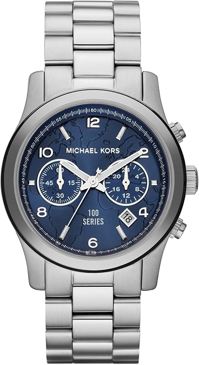  Shop Authentic Michael Kors Hunger Stop 100 Series Navy Blue Dial Silver Steel Strap Watch for Women - MK5814 - Luxxuri
