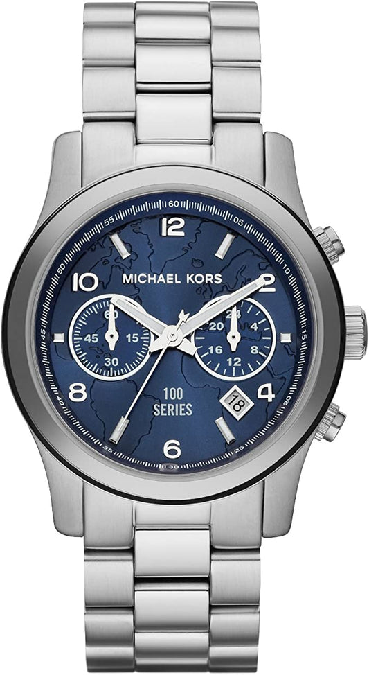  Shop Authentic Michael Kors Hunger Stop 100 Series Navy Blue Dial Silver Steel Strap Watch for Women - MK5814 - Luxxuri