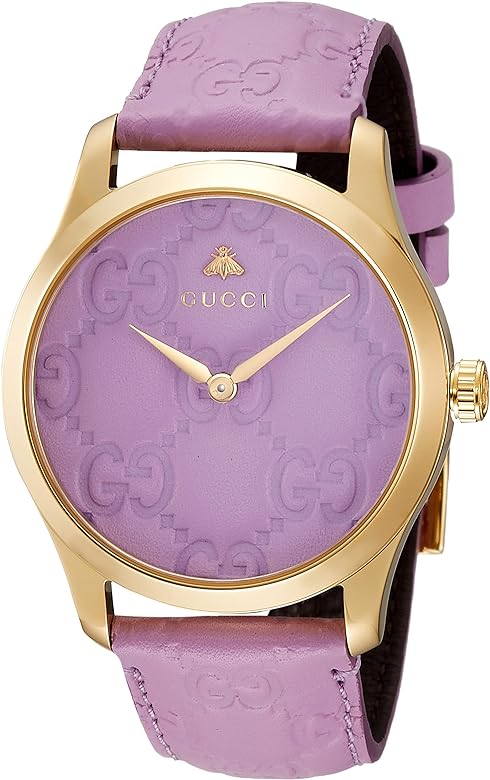  Shop Authentic Gucci G Timeless Quartz Lilac Dial Lilac Leather Strap Watch For Women - YA1264098 - Luxxuri
