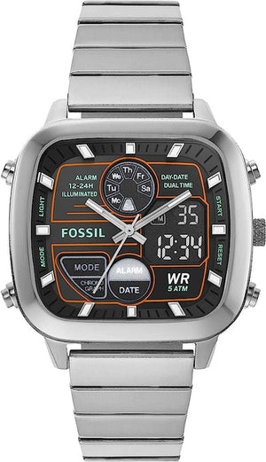  Shop Authentic Fossil Retro Analog-Digital Black Dial Silver Steel Strap Watch for Men - FS5890 - Luxxuri