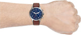  Shop Authentic Fossil Retro Pilot Chronograph Blue Dial Brown Leather Strap Watch for Men - FS5832 - Luxxuri