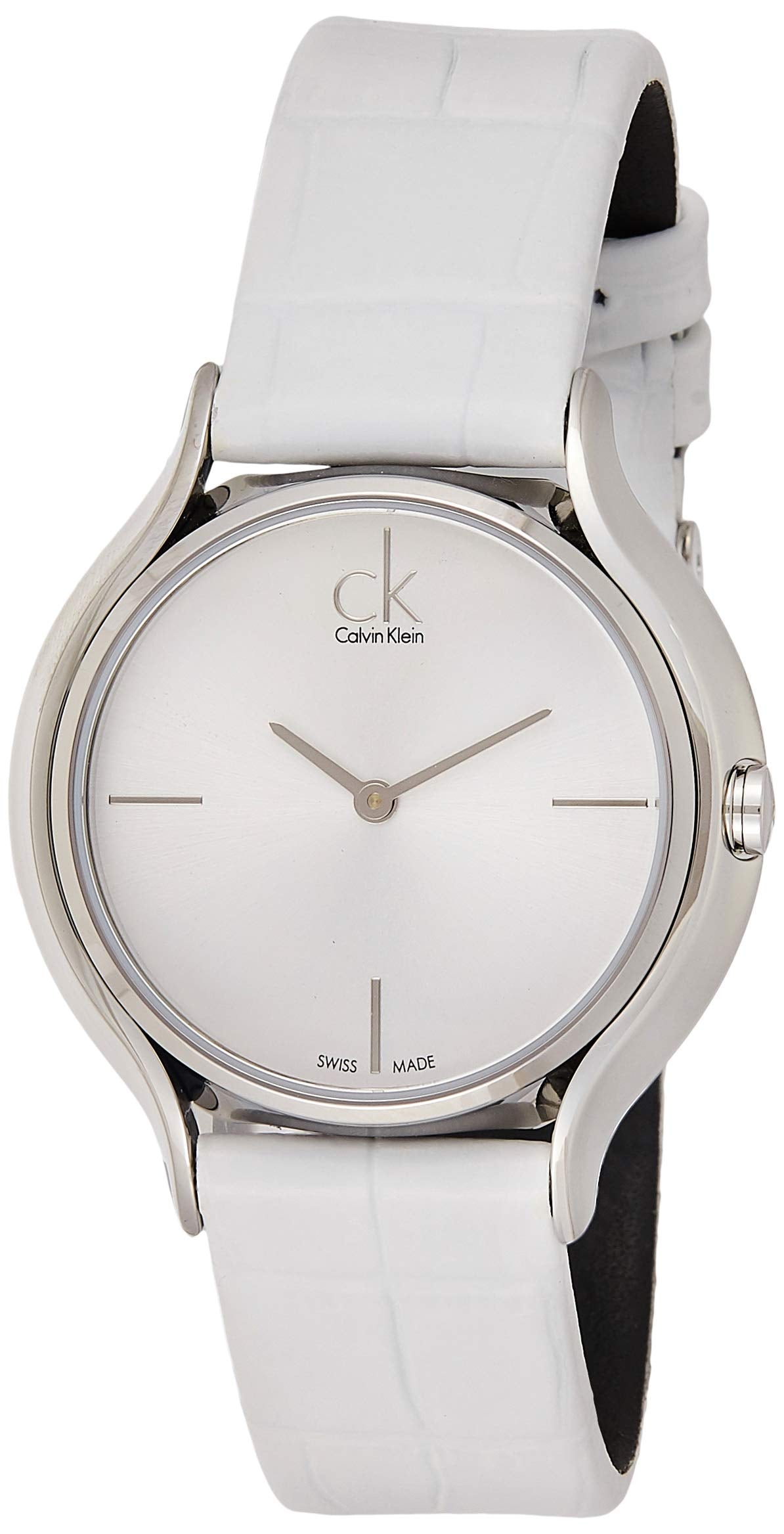 Calvin Klein Skirt White Dial White Leather Strap Watch for Women - K2U231K6
