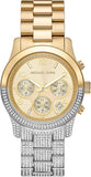  Shop Authentic Michael Kors Runway Chronograph Gold Dial Two Tone Steel Strap Watch For Women - MK7329 - Luxxuri