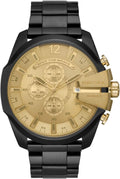  Shop Authentic Diesel Mega Chief Chronograph Gold Dial Black Steel Strap Watch For Men - DZ4485 - Luxxuri