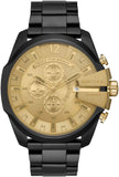  Shop Authentic Diesel Mega Chief Chronograph Gold Dial Black Steel Strap Watch For Men - DZ4485 - Luxxuri