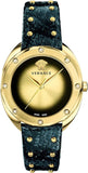  Shop Authentic Versace Shadov Gold Dial Green Leather Strap Watch For Women - VEBM01018 - Luxxuri
