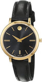  Shop Authentic Movado Ultra Slim Black Dial Black Leather Strap Watch For Women -  0607095 - Luxxuri