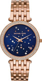 Michael Kors Darci Blue Dial Rose Gold Steel Strap Watch for Women - MK3728