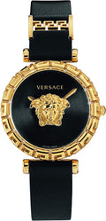  Shop Authentic Versace Palazzo Empire Greca Black Dial Black Leather Strap Watch for Women - VEDV00119 - Luxxuri