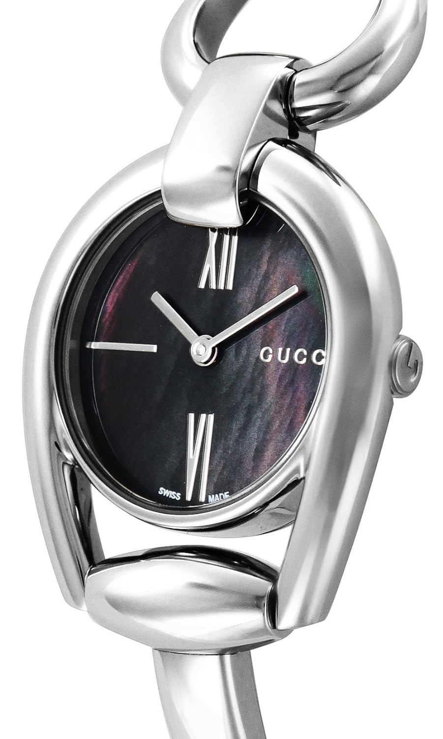  Shop Authentic Gucci Horsebit Collection Mother of Pearl Black Dial Silver Steel Strap Watch For Women - YA139503 - Luxxuri