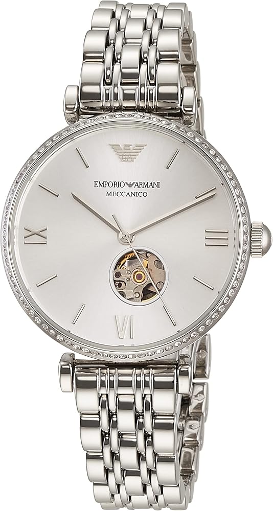  Shop Authentic Emporio Armani Gianni T-Bar Automatic Silver Dial Silver Steel Strap Watch For Women - AR60022 - Luxxuri
