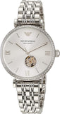  Shop Authentic Emporio Armani Gianni T-Bar Automatic Silver Dial Silver Steel Strap Watch For Women - AR60022 - Luxxuri
