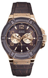  Shop Authentic Guess Rigor Analog Brown Dial Brown Leather Strap Watch For Men - W0040G3 - Luxxuri