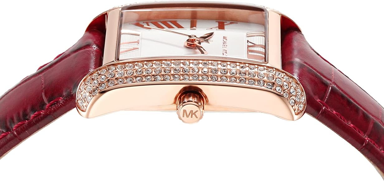  Shop Authentic Michael Kors Emery Quartz Diamonds Silver Dial Red Leather Strap Watch For Women - MK4689 - Luxxuri