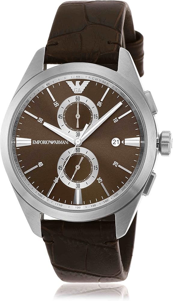  Shop Authentic Emporio Armani Claudio Chronograph Brown Dial Brown Leather Strap Watch For Men - AR11482 - Luxxuri