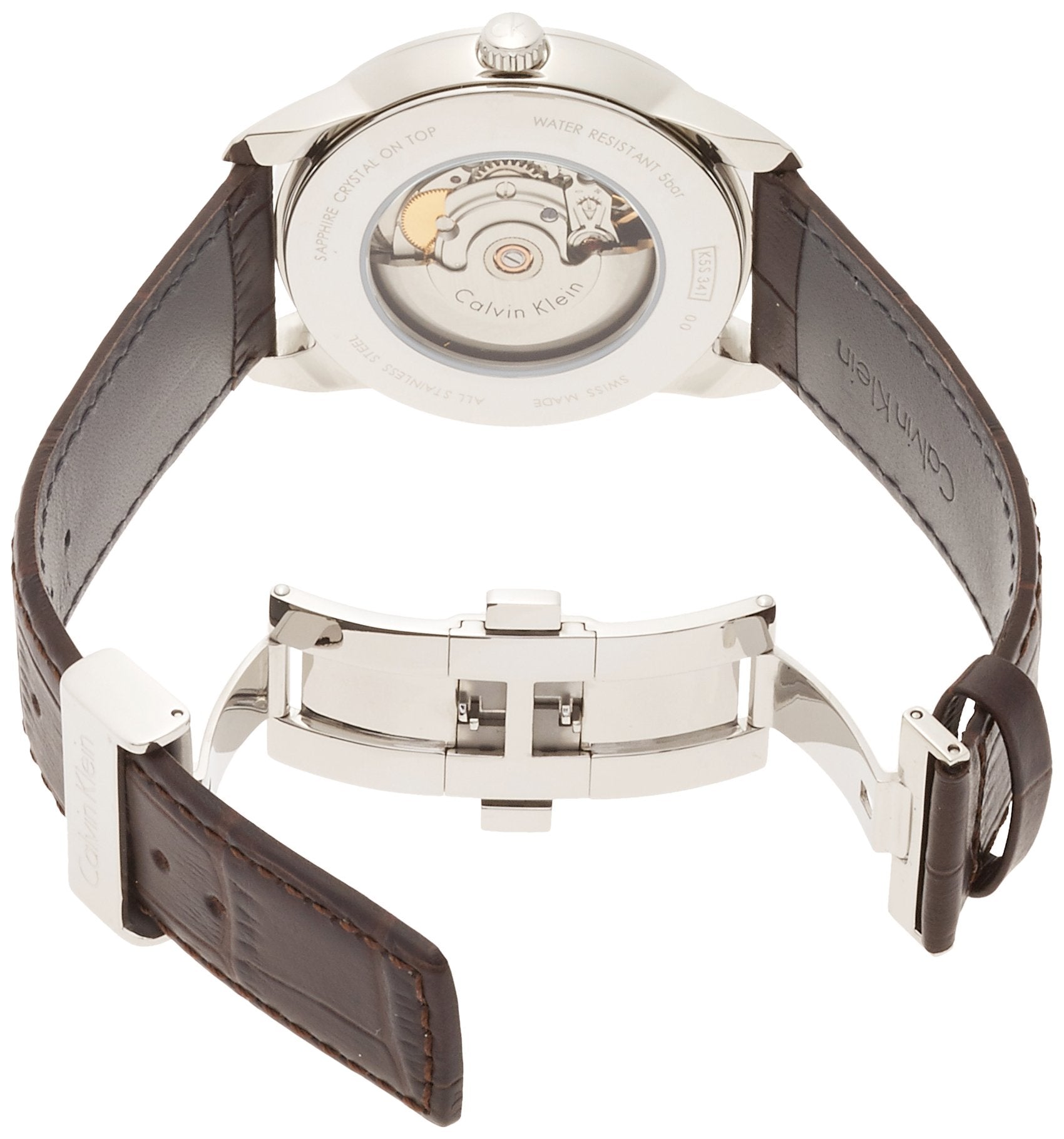  Shop Authentic Calvin Klein Infinity Silver Dial Brown Leather Strap Watch for Men - K5S341G6 - Luxxuri