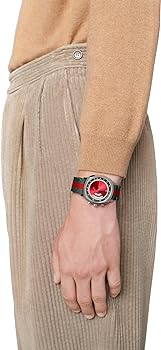  Shop Authentic Gucci Grip Quartz Chronograph Red Dial Two Tone NATO Strap Watch for Men - YA157304 - Luxxuri