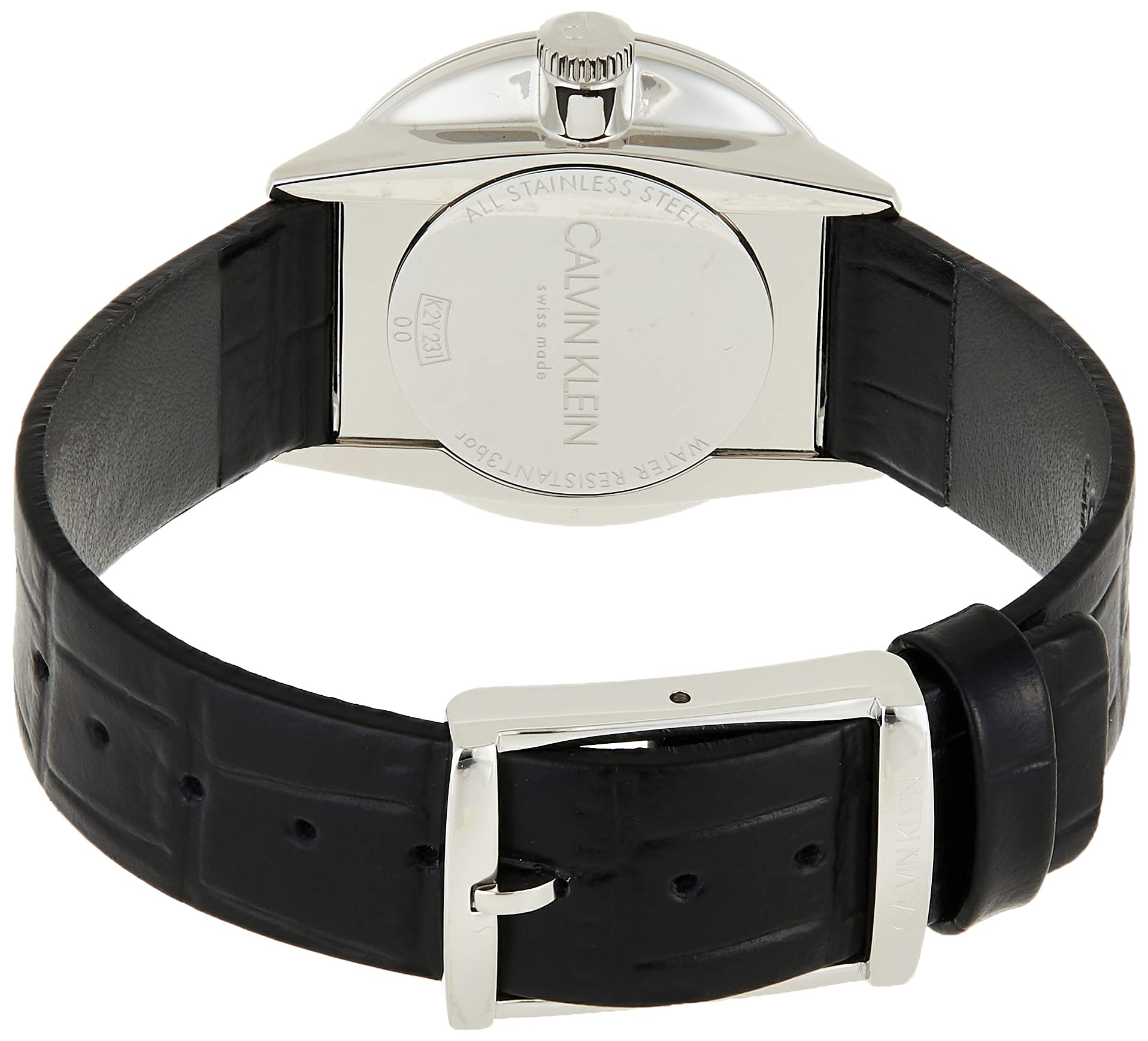  Shop Authentic Calvin Klein Accent Black Dial Black Leather Strap Watch for Women - K2Y231C3 - Luxxuri